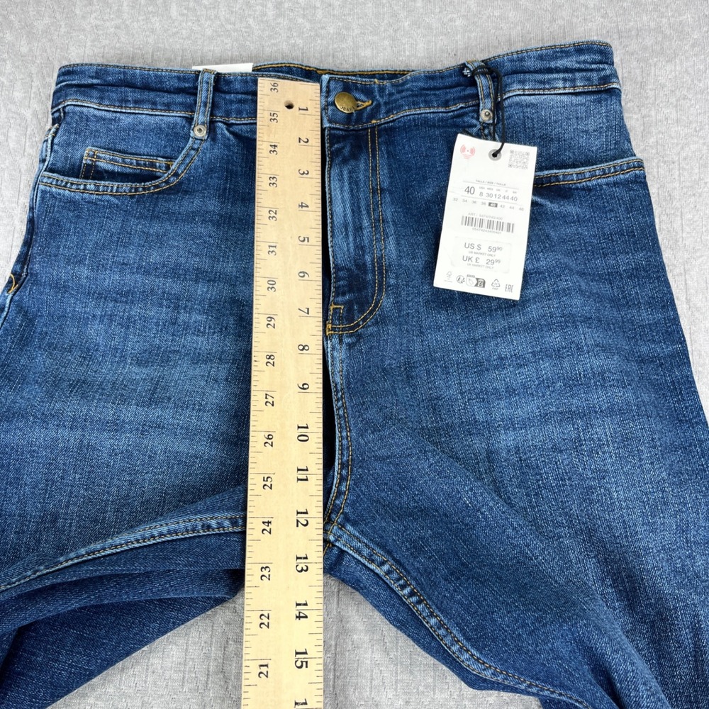 New Zara baggy Wide Leg Bootcut Jeans Women 8/32x33 Blue High Rise Flare Y2K 90s - Picture 8 of 13